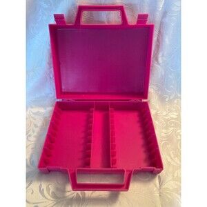 Vintage 90s Hot Pink Cassette Case Hold 90s Case Logic Plastic Briefcase Retro